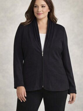 Coldwater Creek Black Draped Zip Blazer Jacket – Size 14